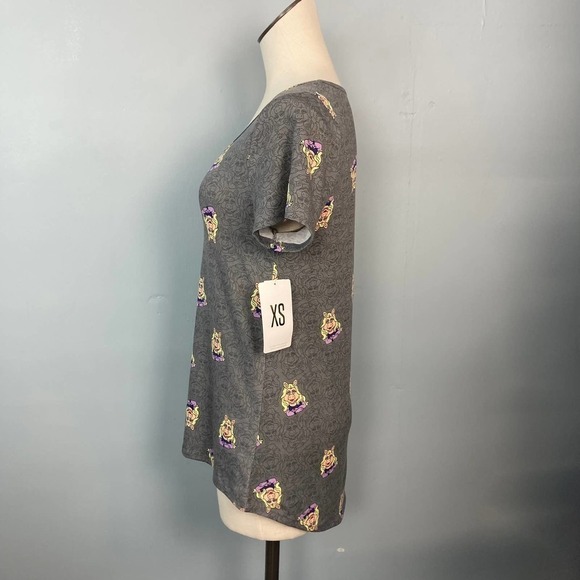𝅺lularoe X Disney Miss Piggy Classic T Gray Short Sleeve T-Shirt Women's Size XS - Picture 5 of 12